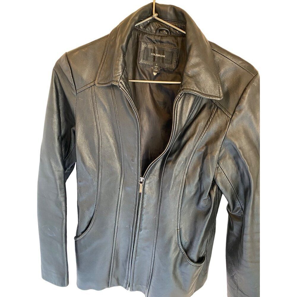 Colebrook Womens Black Leather Jacket Size S
